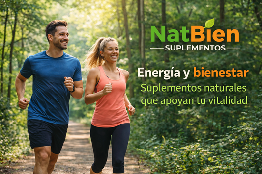 Pareja ejercitándose al aire libre en un bosque natural, representando un estilo de vida activo, saludable y enfocado en el bienestar.