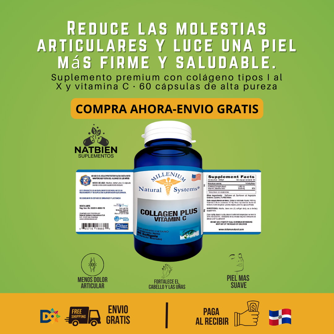 Colágeno + Vitamina C | Cápsulas para Piel, Cabello y Articulaciones | Salud y Belleza Integral