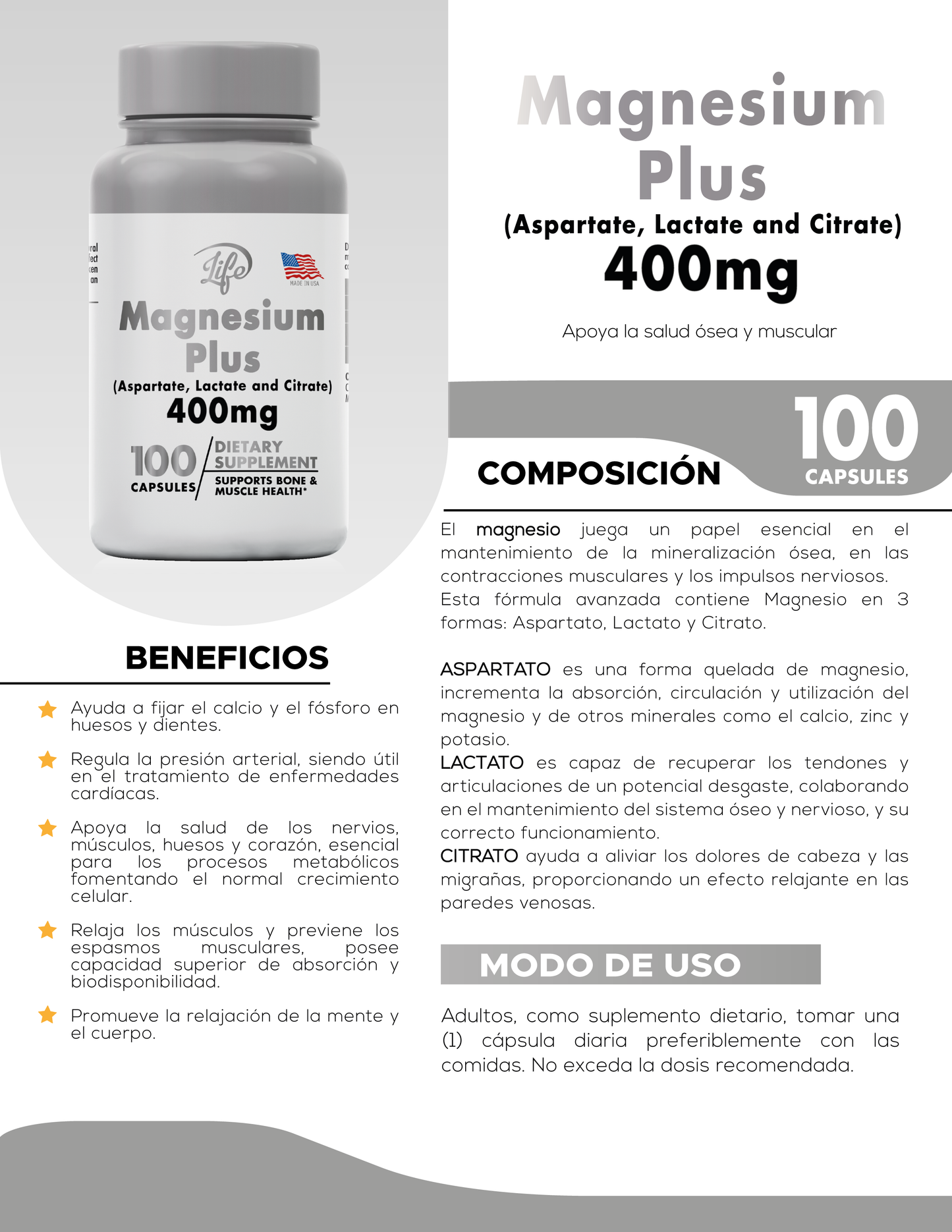 Magnesium Plus Glicinato: Sueño Profundo y Relajación Total – 400mg de Pura Energía