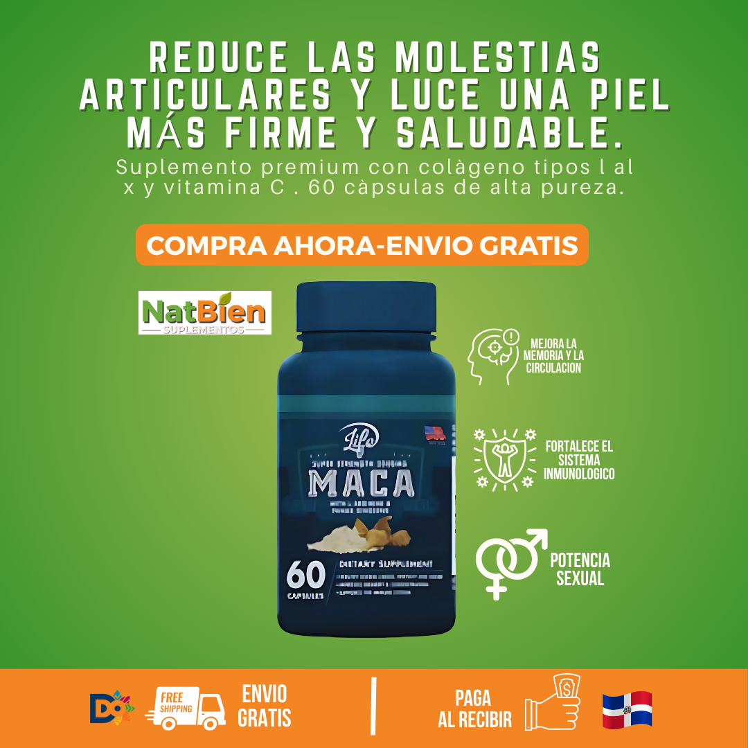 MACA PERUANA 60 CÁPSULAS | Suplemento Natural | Envío Gratis RD – NatBien