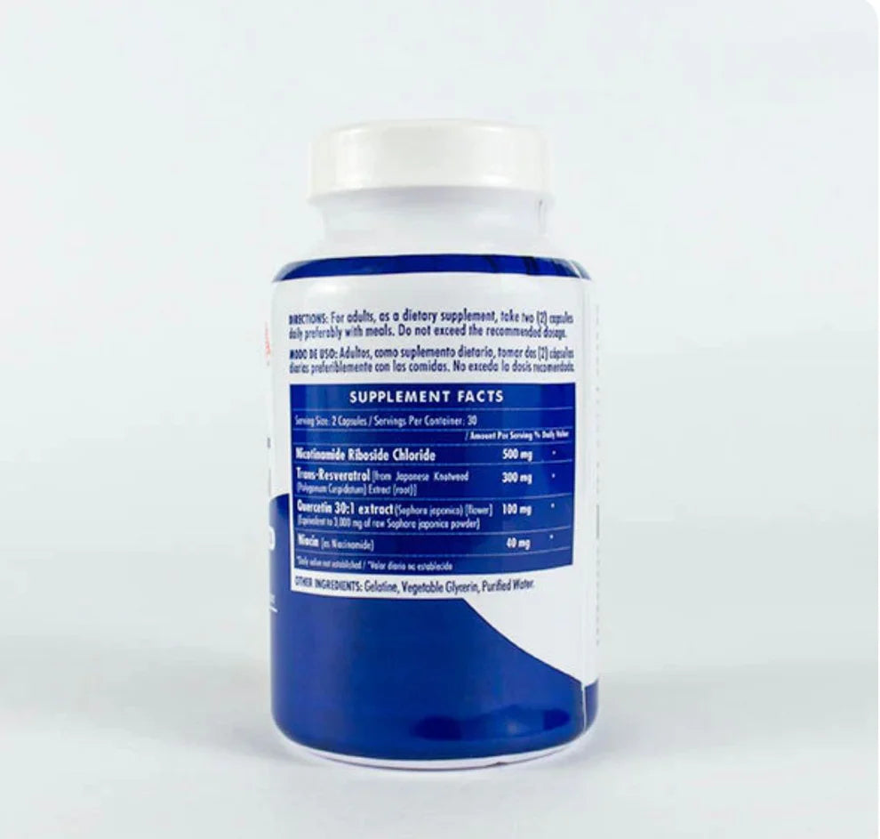 NAD+ Resveratrol Premium | Regeneración Celular + Antiedad | Protege Cerebro, Piel y Corazón