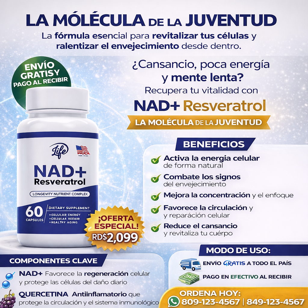 NAD+ con Resveratrol EF| Suplemento Natural | Envío Gratis RD – NatBien