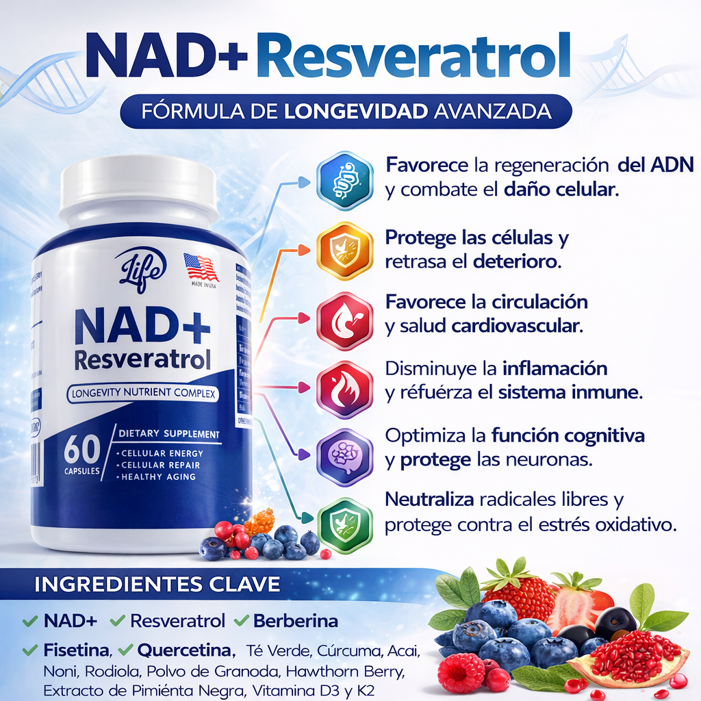 NAD+ con Resveratrol EF| Suplemento Natural | Envío Gratis RD – NatBien