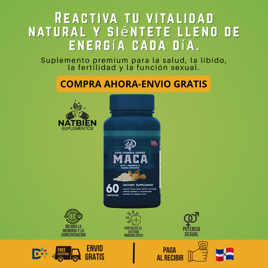 MACA PERUANA 60 CÁPSULAS | Energía, Fertilidad y Libido | 100% Natural