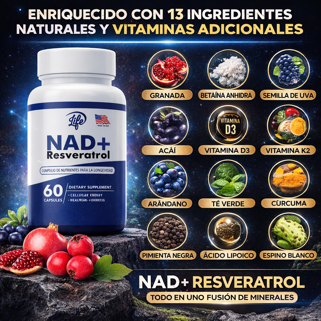 NAD+ con Resveratrol EF| Suplemento Natural | Envío Gratis RD – NatBien