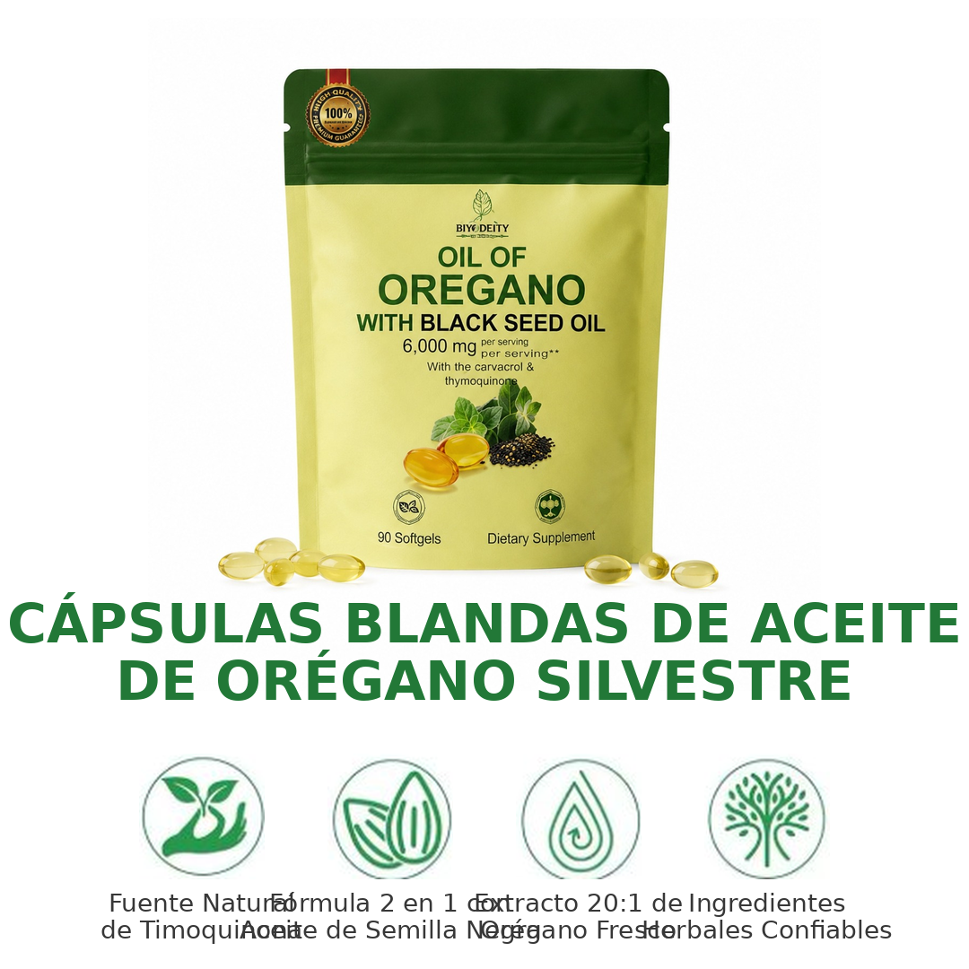 Aceite de Orégano + Semilla Negra 6,000 mg – | Carvacrol y Timoquinona para Apoyo Inmune y Digestivo| Envío Gratis RD – NatBien